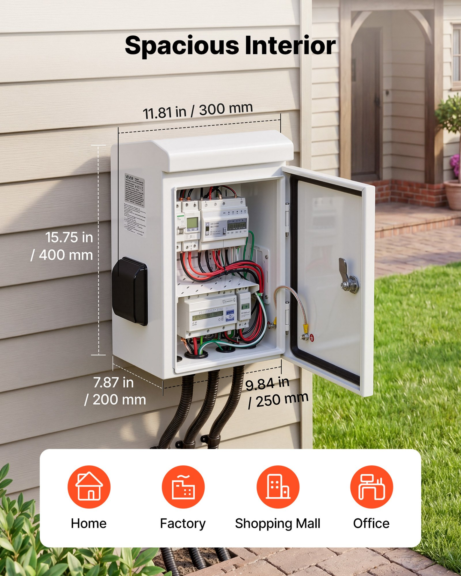 Caja eléctrica exterior, carcasa abatible impermeable IP65 | VEVOR