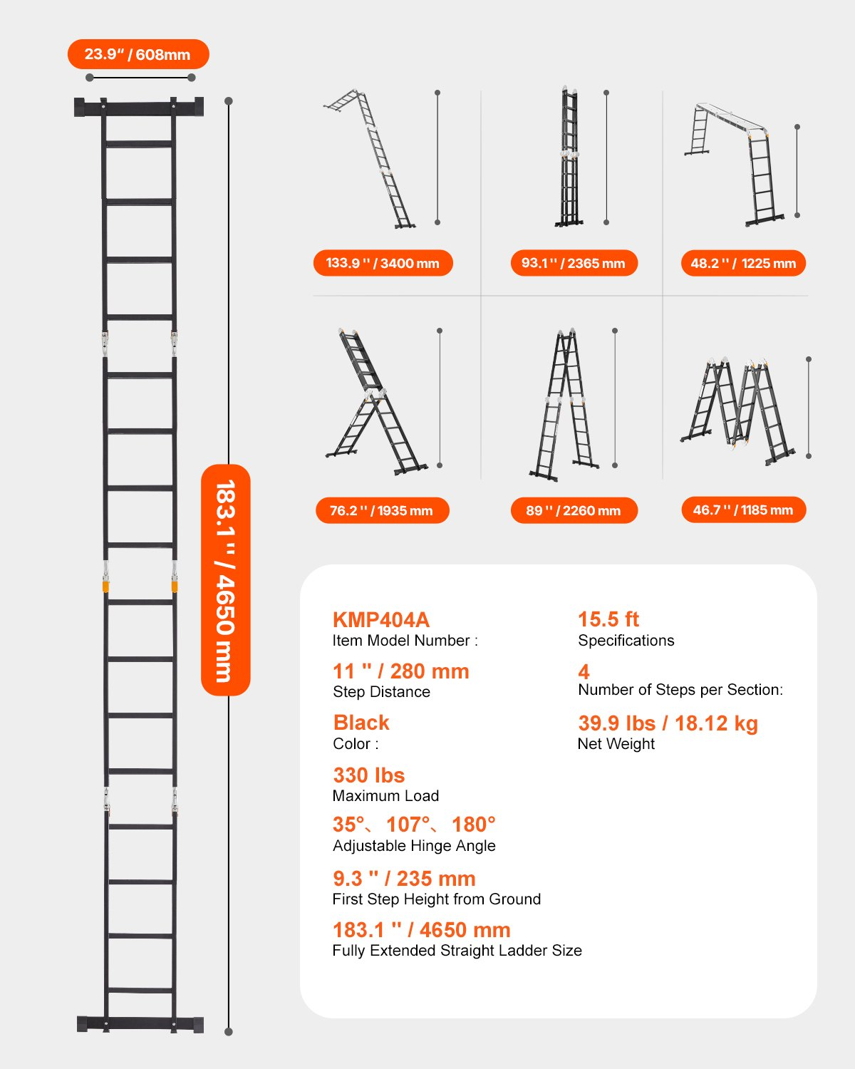 Escalera plegable multiusos | VEVOR