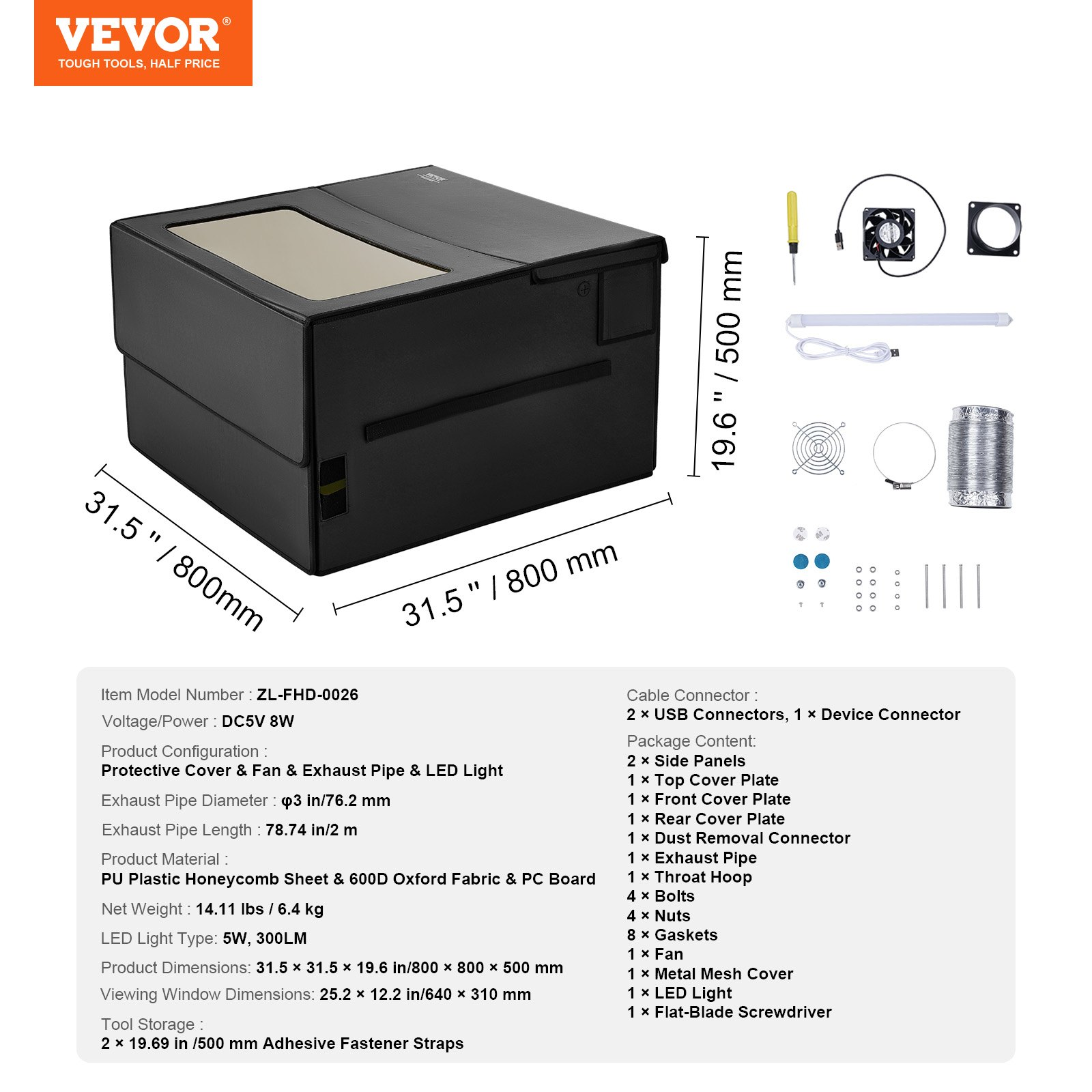 Carcasa para grabadora láser, 31, 5 x 31, 5 x | VEVOR