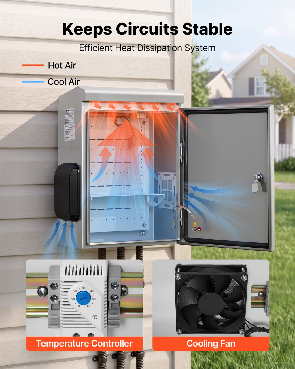 Caja eléctrica exterior, 20 x 16 x 8 pulgadas | VEVOR