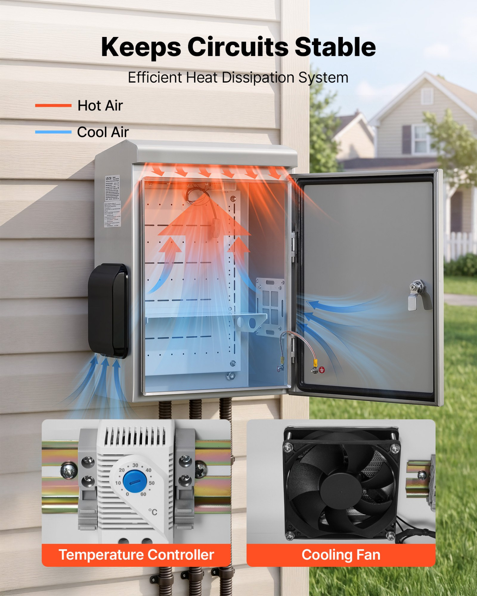 Caja eléctrica exterior, 20 x 16 x 8 pulgadas | VEVOR