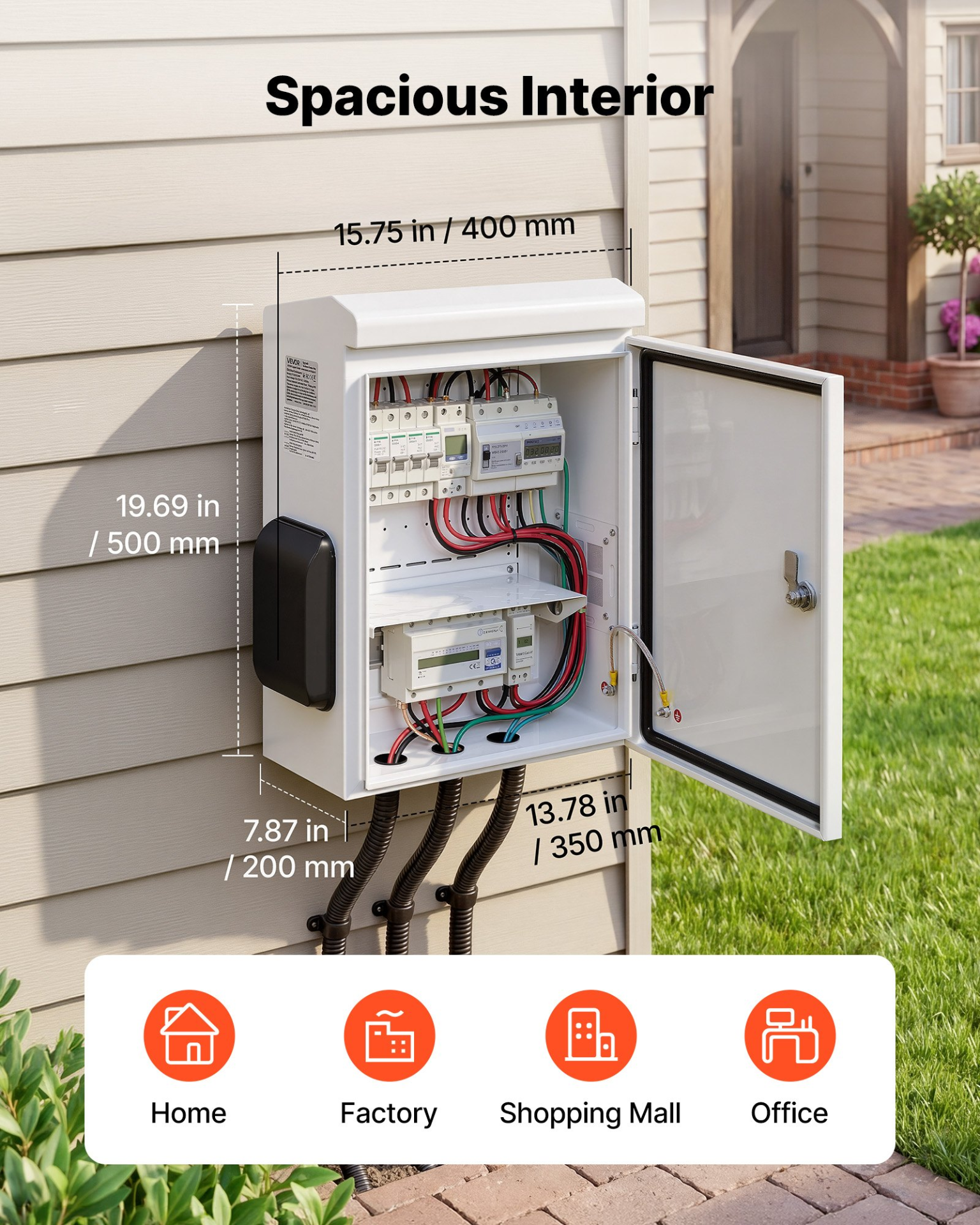 Caja eléctrica exterior, carcasa abatible impermeable IP65 TGDQX20168 | VEVOR