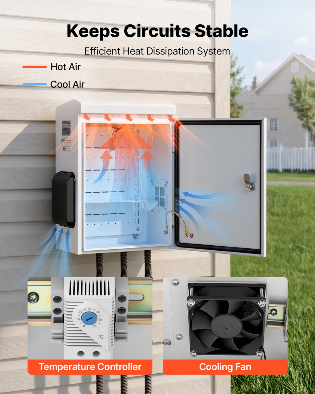 Caja eléctrica exterior, carcasa abatible impermeable IP65 TGDQX20168 | VEVOR