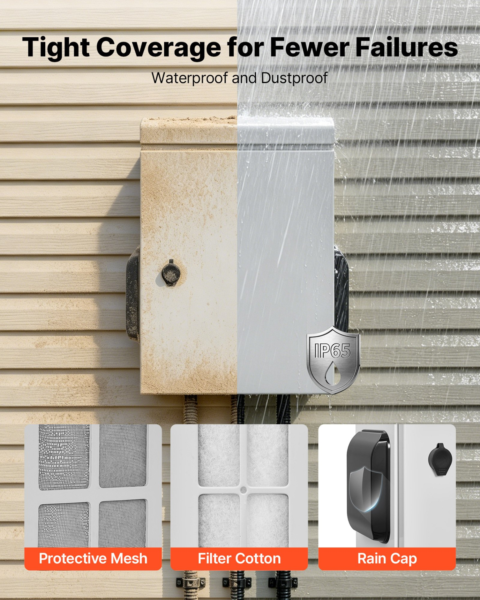Caja eléctrica exterior, carcasa abatible impermeable IP65 TGDQX20168 | VEVOR