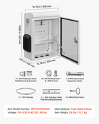 Caja eléctrica exterior, carcasa abatible impermeable IP65 TGDQX20168 | VEVOR