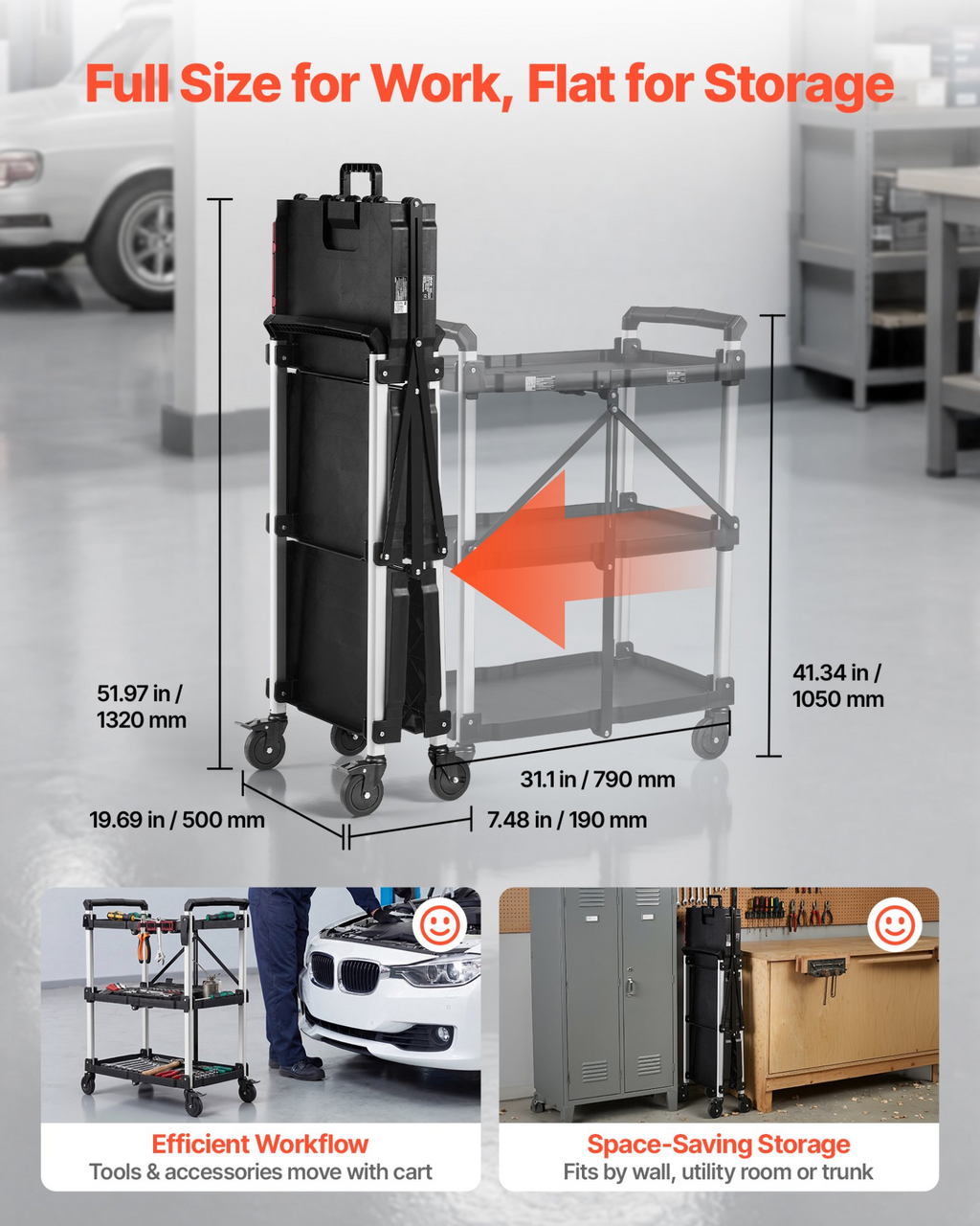 Carro utilitario, capacidad de 136 kg (300 lbs) | VEVOR