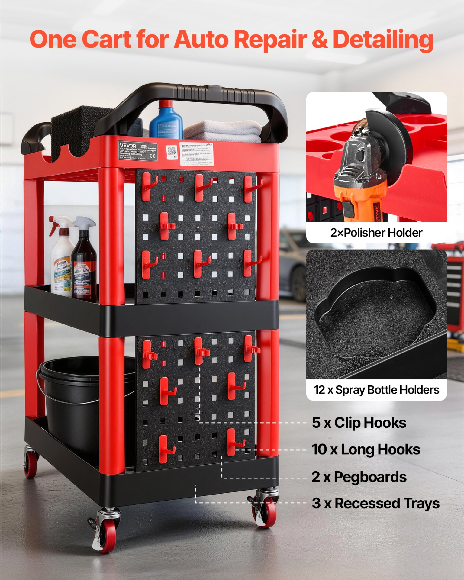 Carro utilitario, capacidad de 136 kg (300 lbs) SXFSSYTCBK | VEVOR