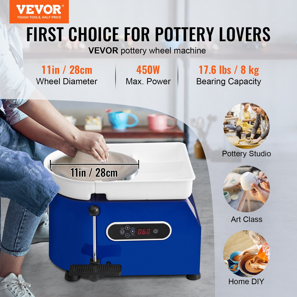 Torno de alfarería, 450 W, 28 cm (11 pulgadas) | VEVOR