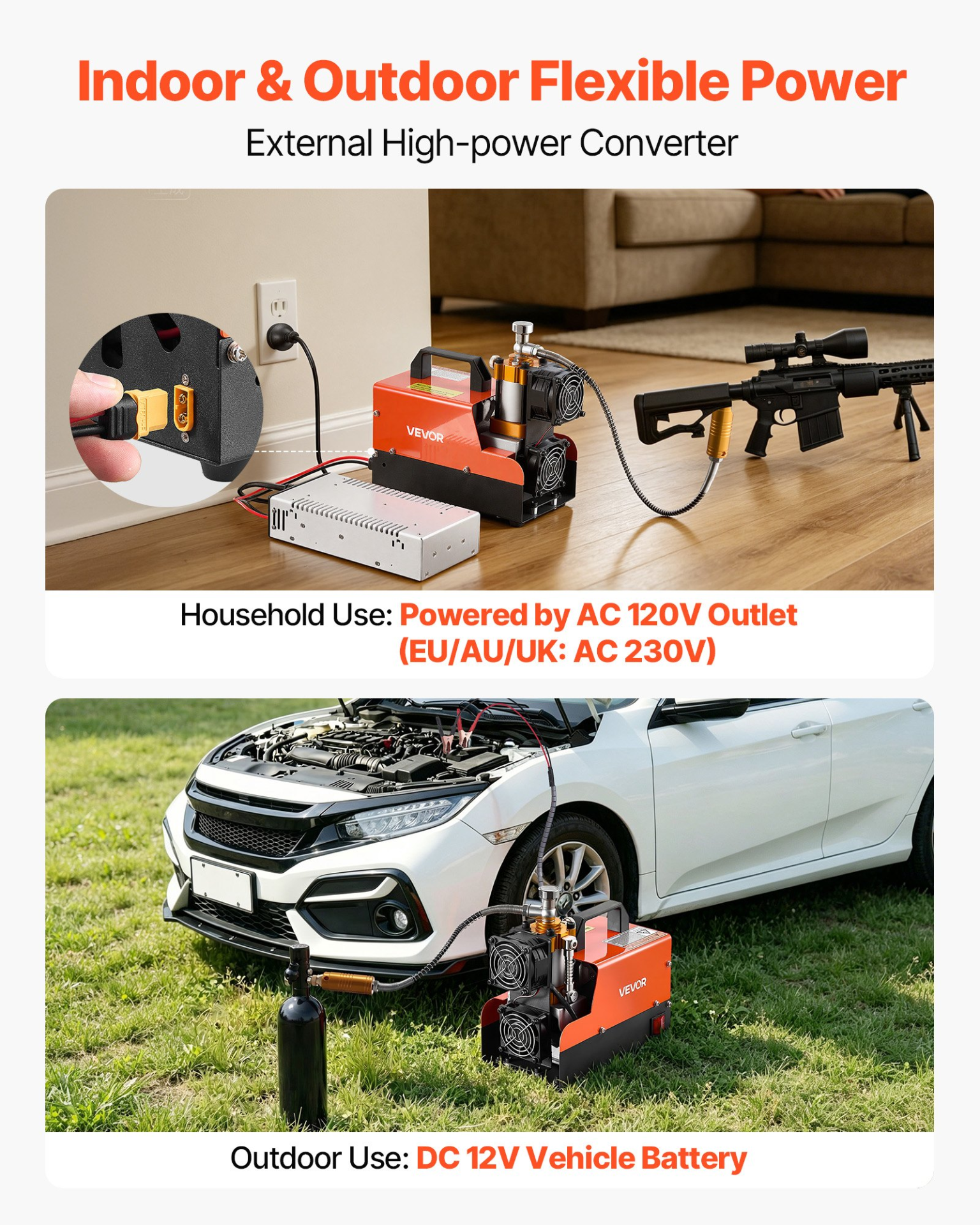 Compresor de aire PCP 4500PSI, 250W DC12V/AC120V | VEVOR