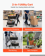 Carrito de compras plegable con ruedas, capacidad de 90 kg