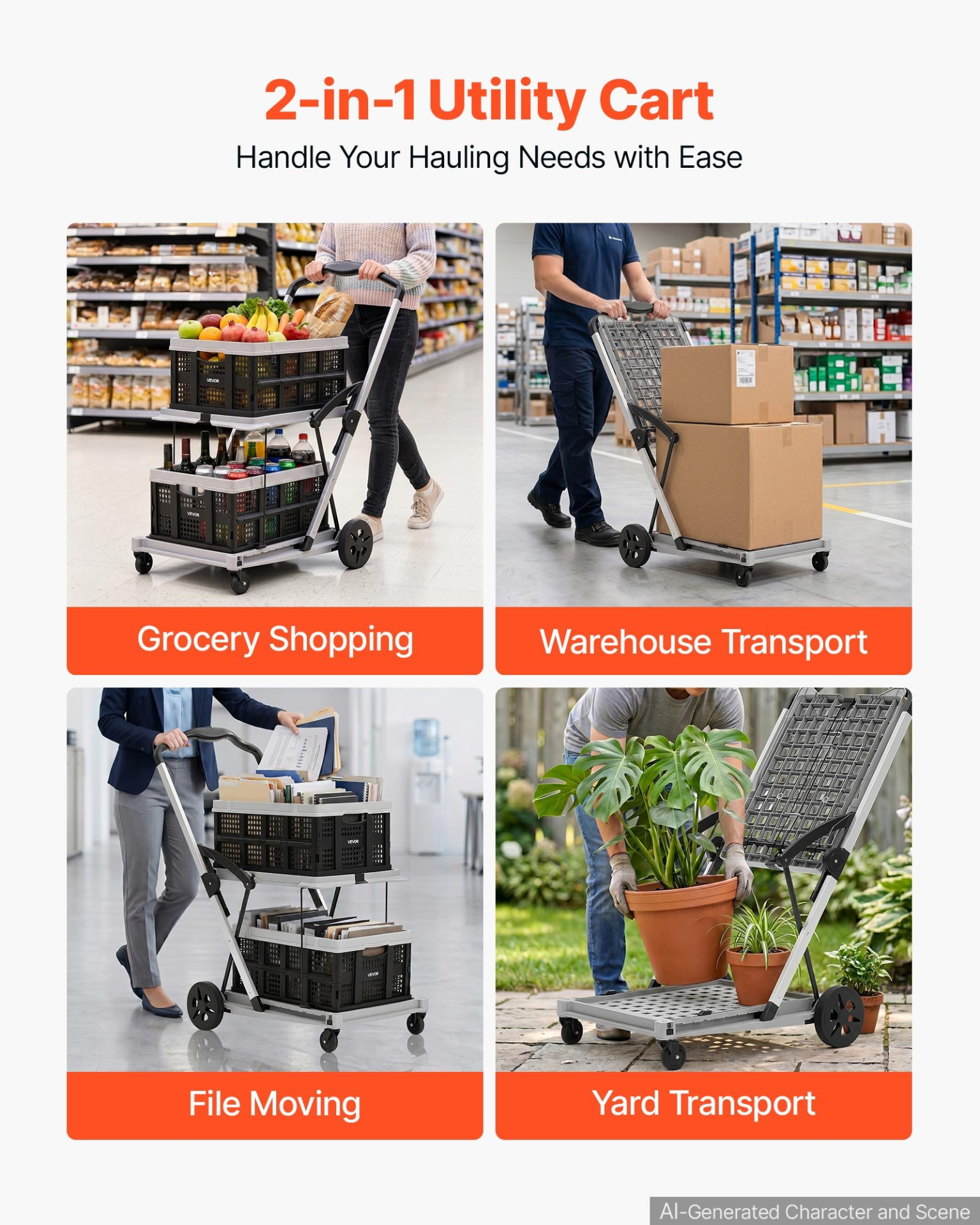 Carrito de compras plegable con ruedas, capacidad de 90 kg