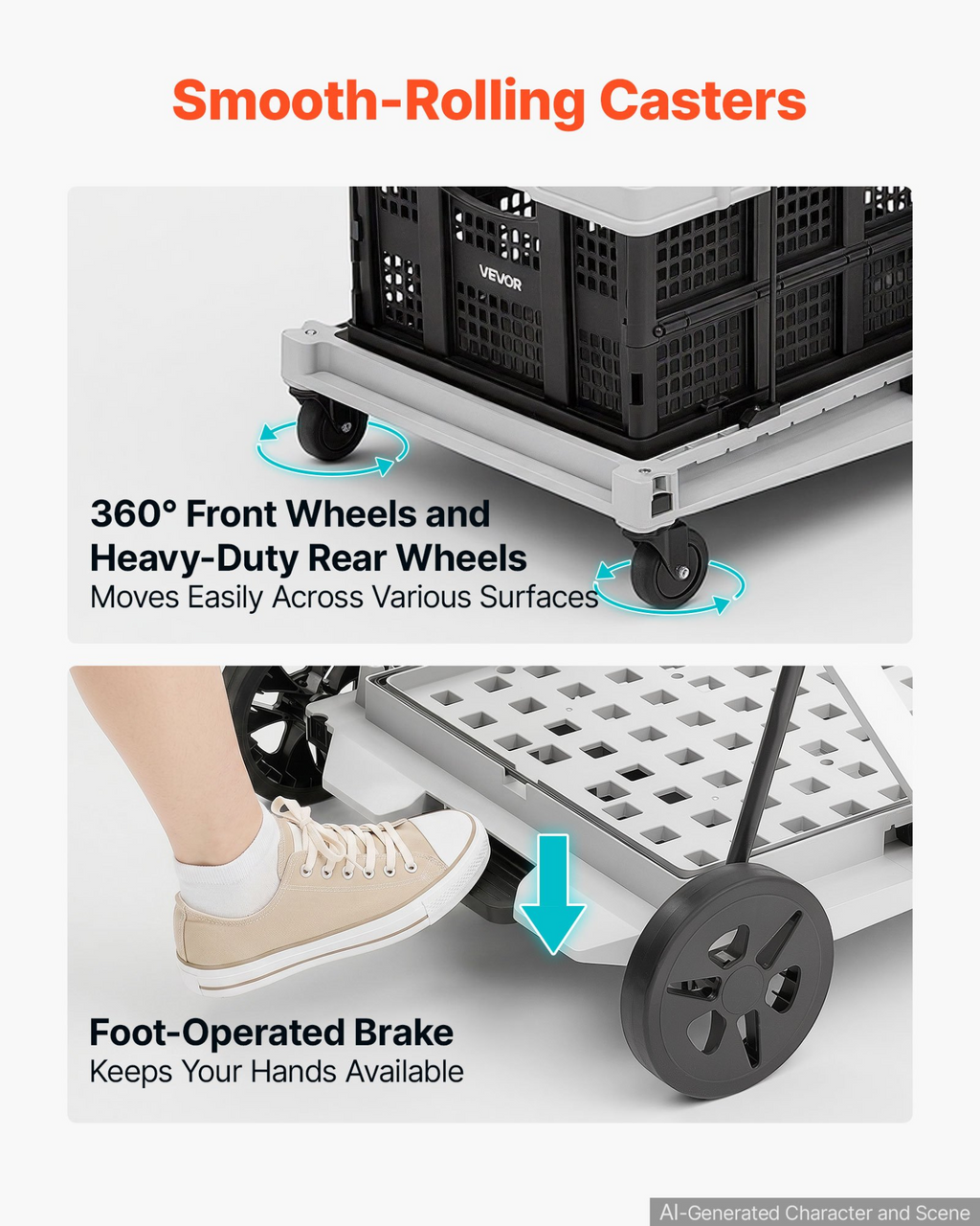 Carrito de compras plegable con ruedas, capacidad de 90 kg