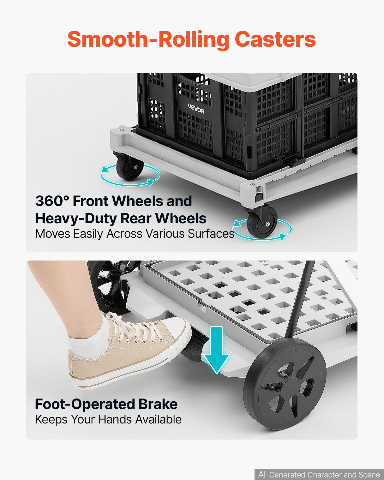 Carrito de compras plegable con ruedas, capacidad de 90 kg