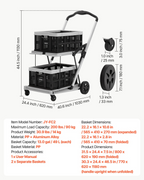 Carrito de compras plegable con ruedas, capacidad de 90 kg