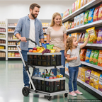 Carrito de compras plegable con ruedas, capacidad de 90 kg