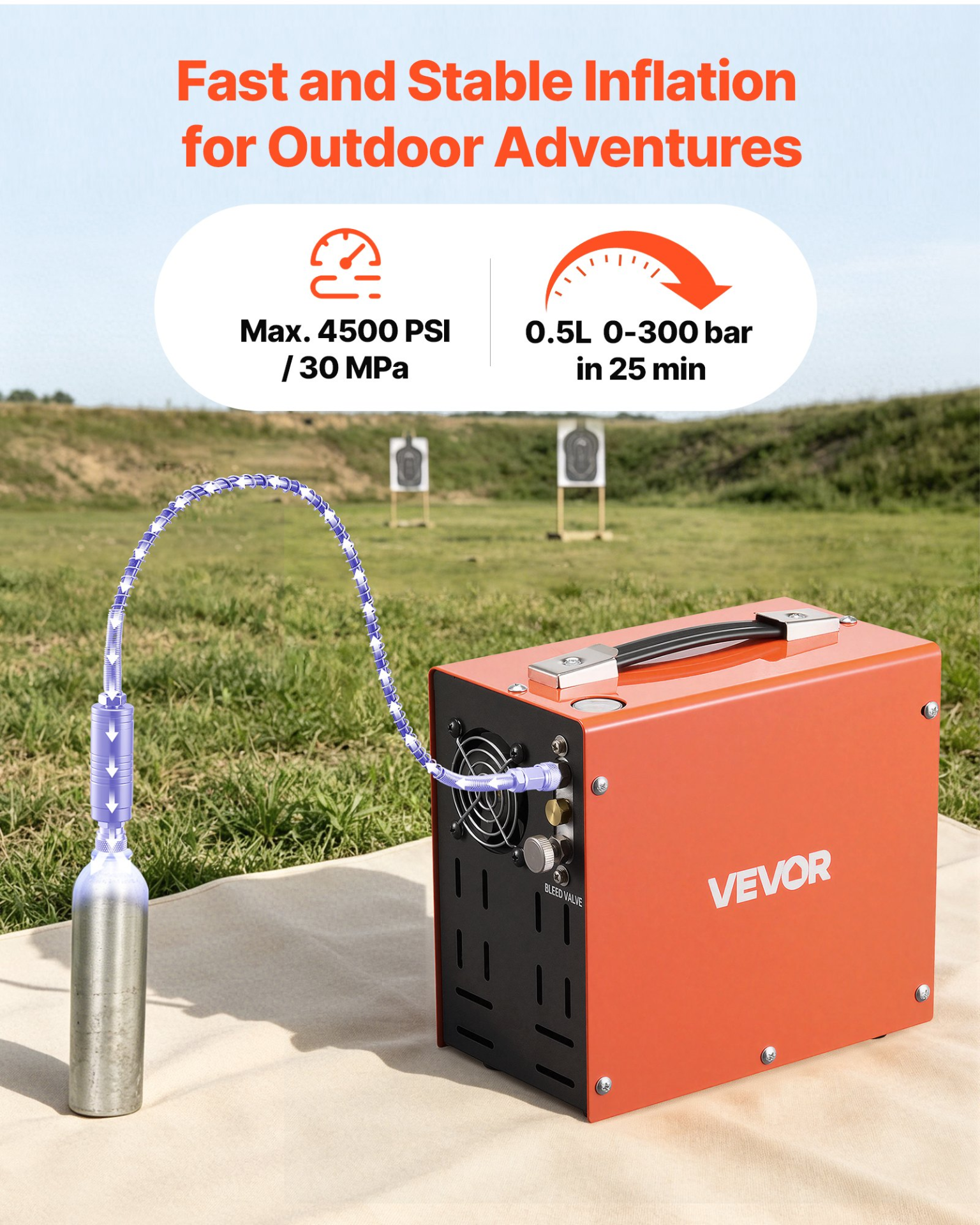 Compresor de aire PCP 4500PSI, 350W DC12V/AC120V | VEVOR