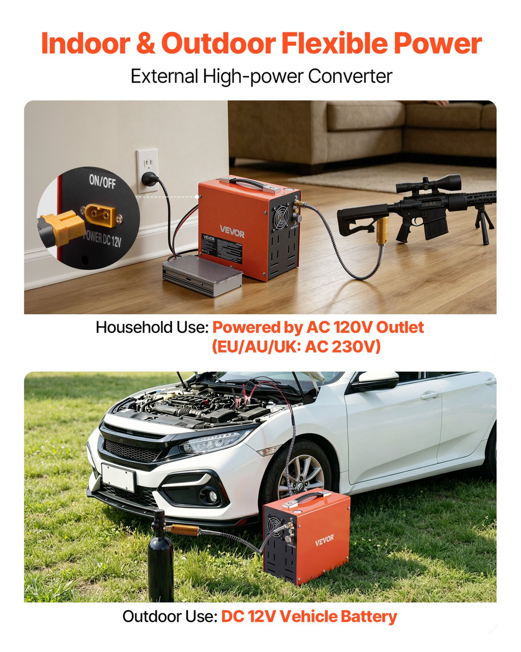 Compresor de aire PCP 4500PSI, 350W DC12V/AC120V | VEVOR