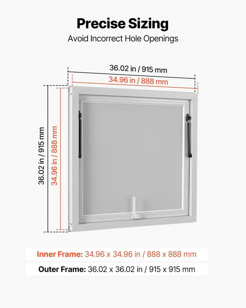 Ventana de servicio de 36x36 pulgadas con marco