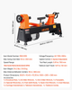 Torno para madera de 1/2 HP, 10" x 18"