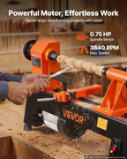 Torno para madera de 3/4 HP, 12" x 18" | VEVOR