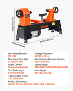 Torno para madera de 3/4 HP, 12" x 18" | VEVOR
