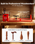 Torno para madera de 1/2 HP, 14" x 40" | VEVOR