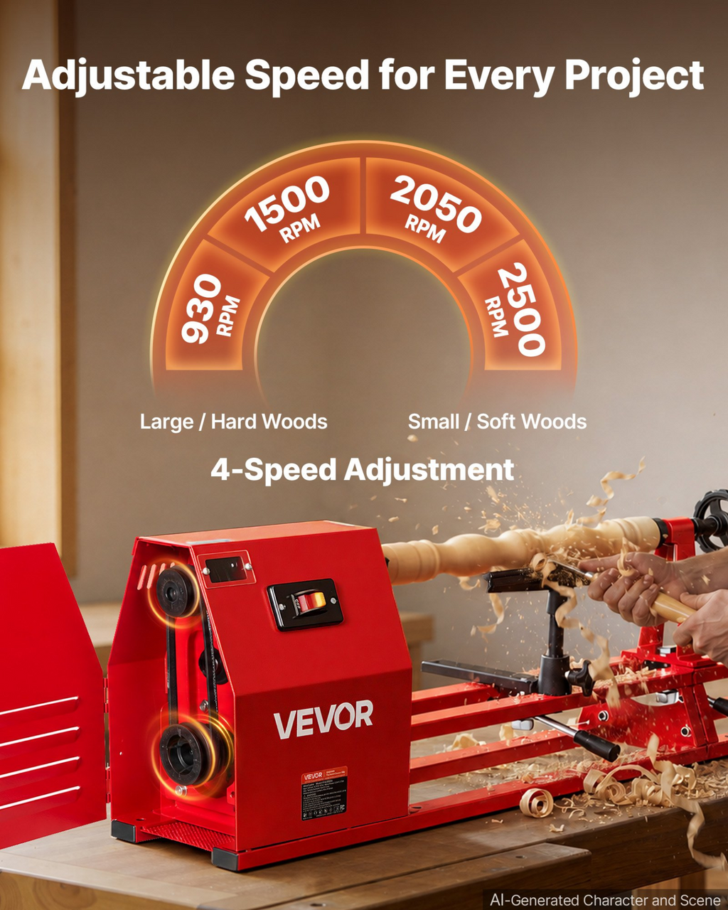 Torno para madera de 1/2 HP, 14" x 40" | VEVOR