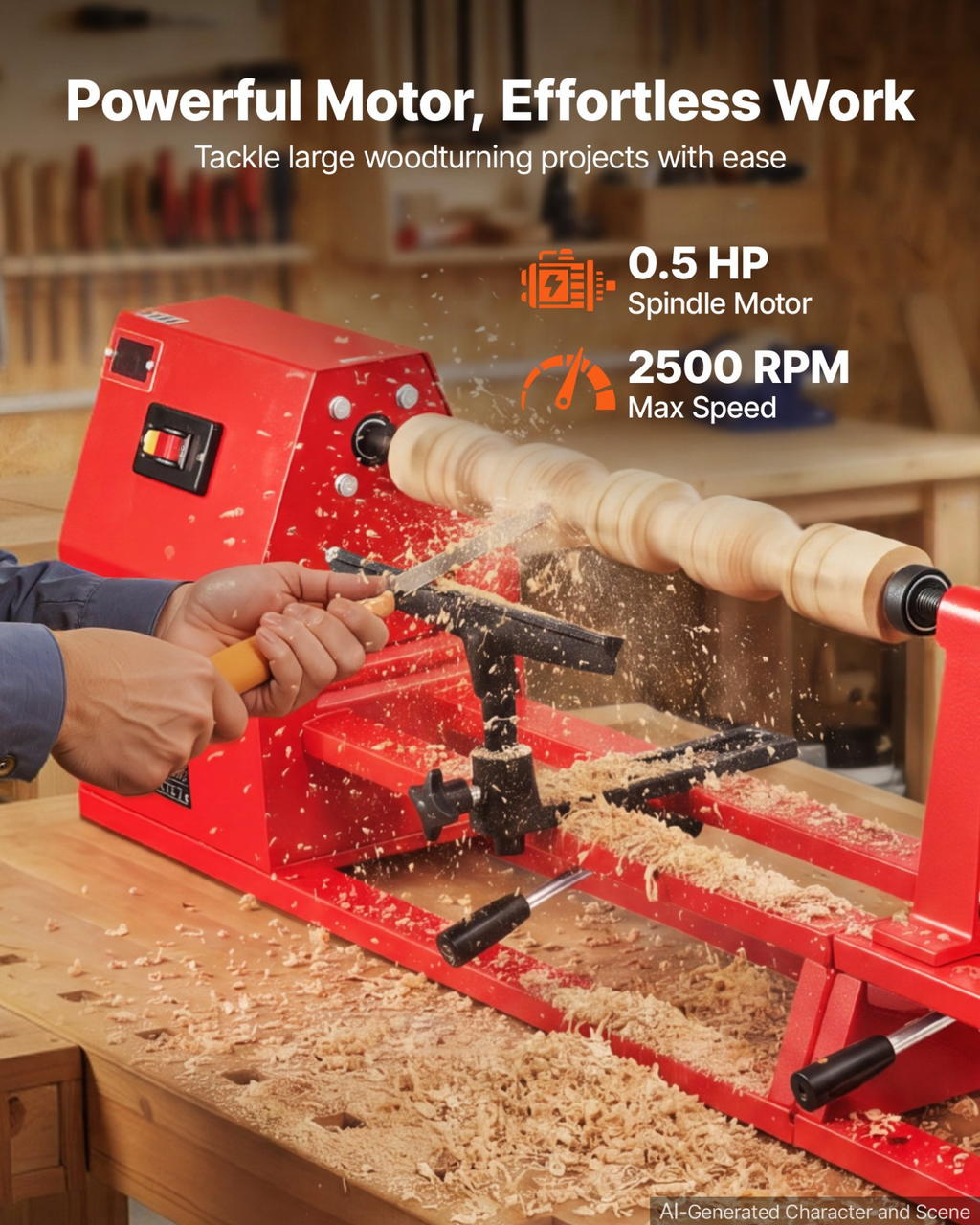 Torno para madera de 1/2 HP, 14" x 40" | VEVOR