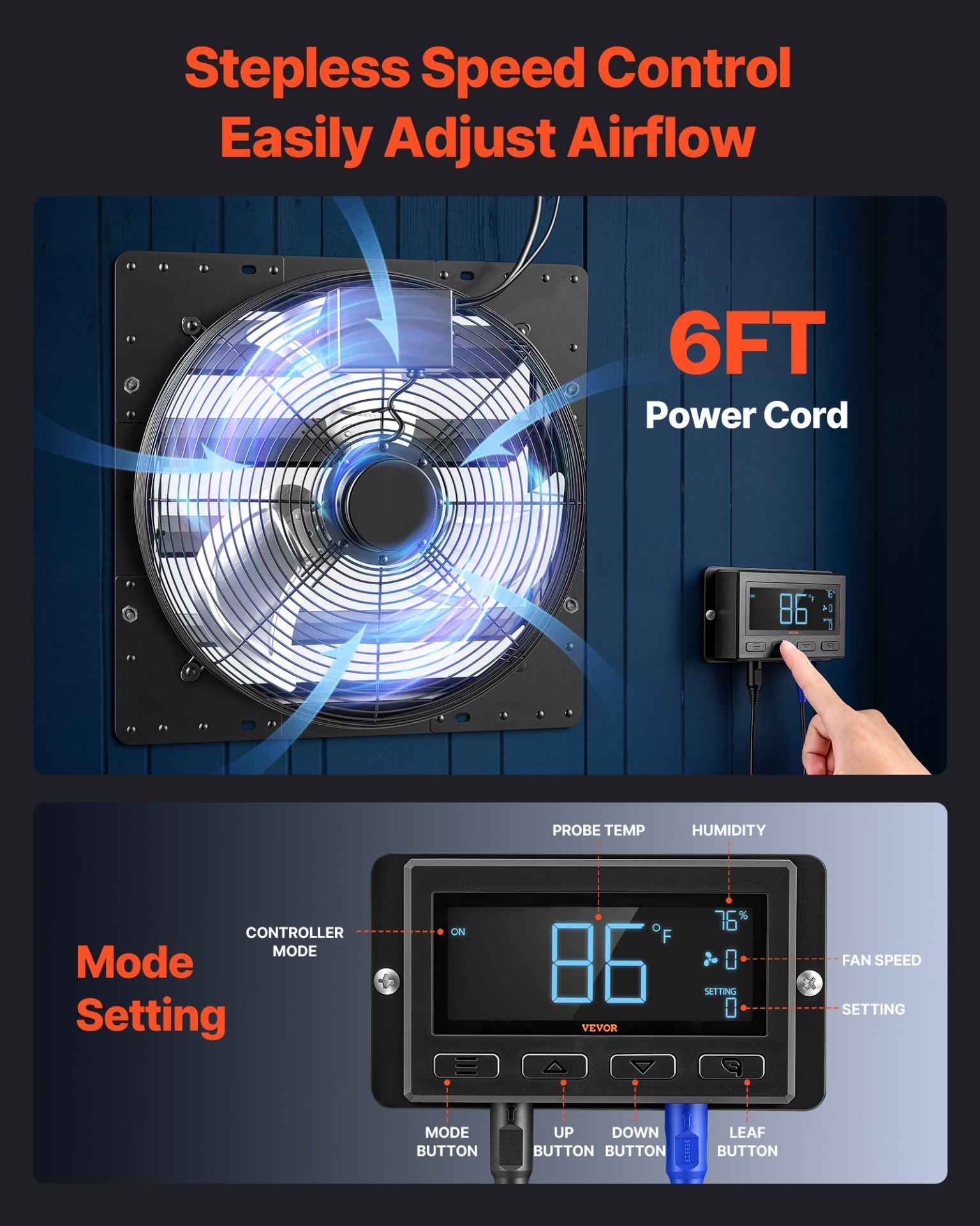 Ventilador extractor de pared de 16 pulgadas | VEVOR