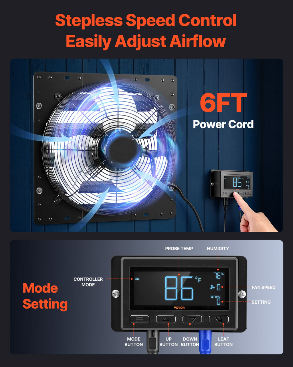 Ventilador extractor de pared de 14 pulgadas | VEVOR