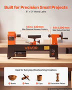 Torno para madera de 1/3 HP, 8" x 13" | VEVOR
