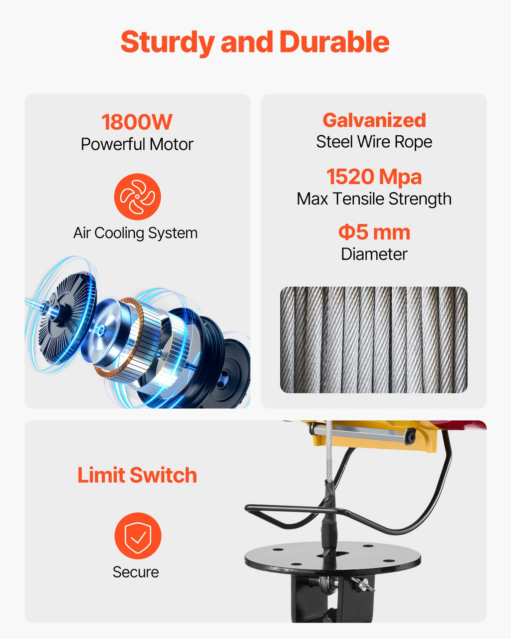 Cabrestante eléctrico 2 en 1, capacidad de 1100 lb | VEVOR