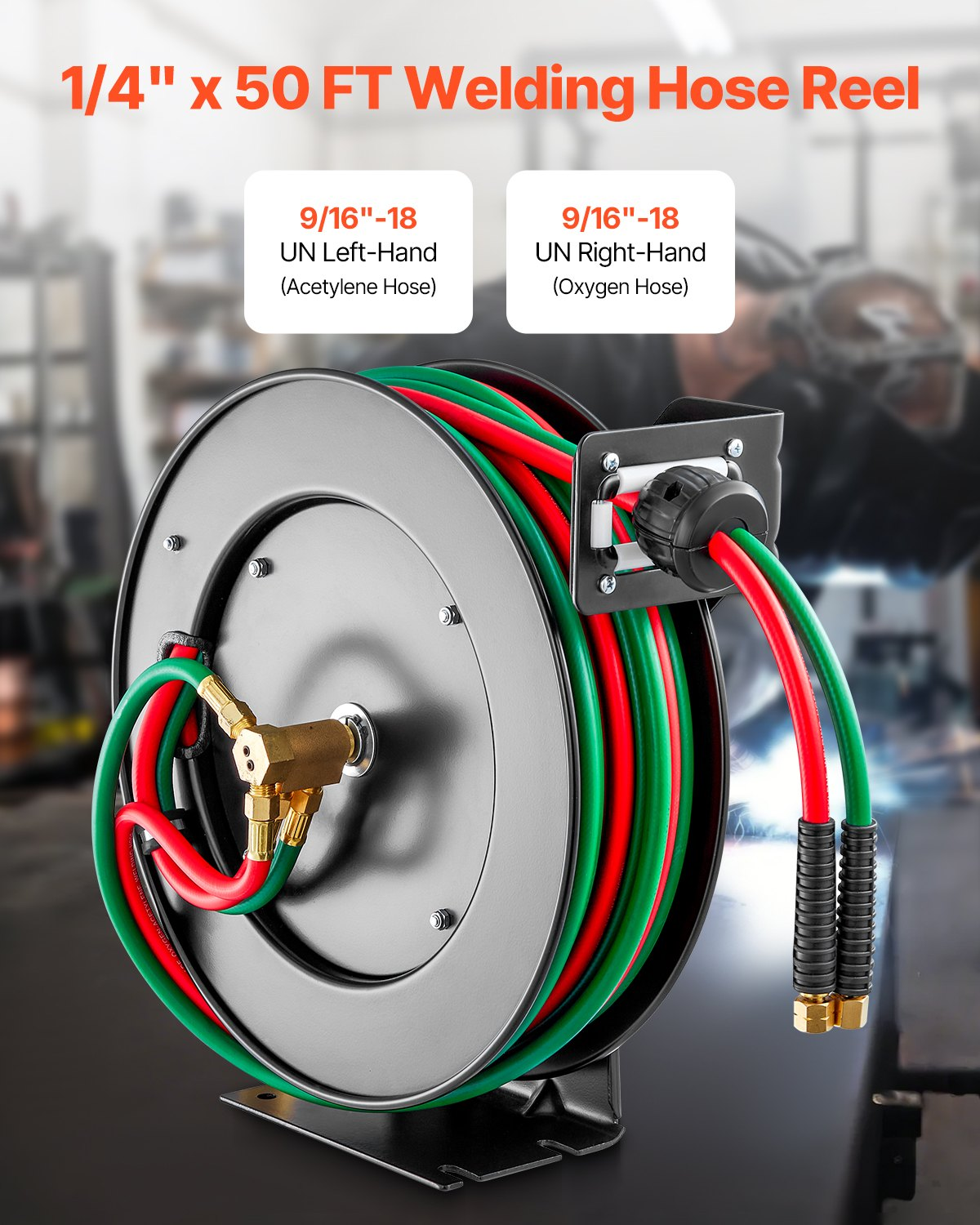 Carrete de manguera retráctil para soldadura HJRGJP50FT | VEVOR