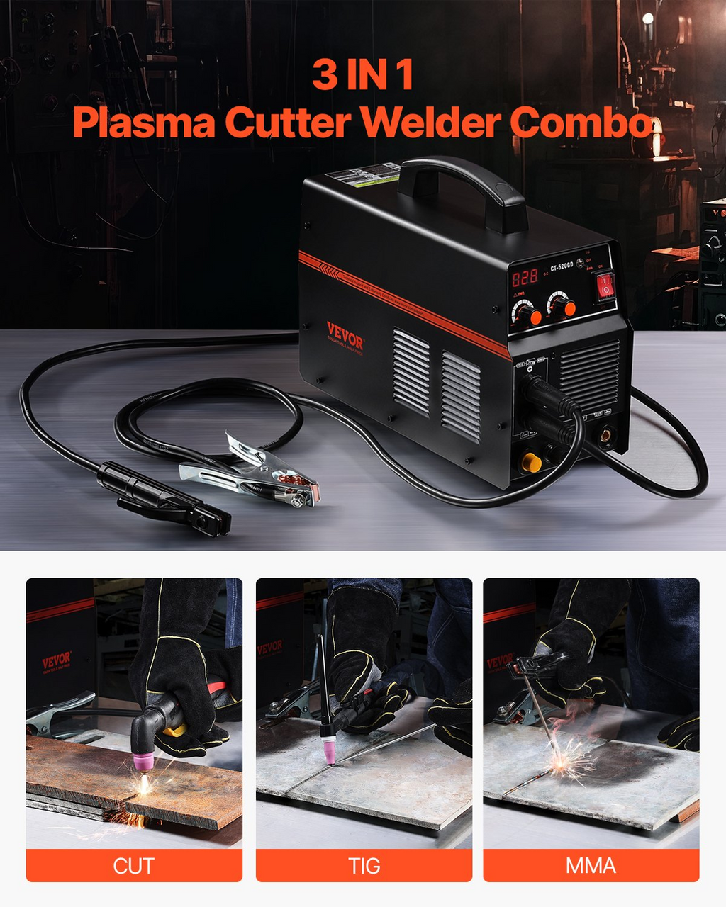 Máquina soldadora de plasma 3 en 1, CT-520GD | VEVOR