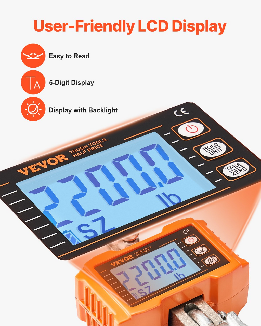 Balanza digital para grúa, 1000 kg (2200 lbs) | VEVOR
