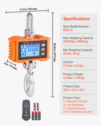 Balanza digital para grúa, 1000 kg (2200 lbs) | VEVOR