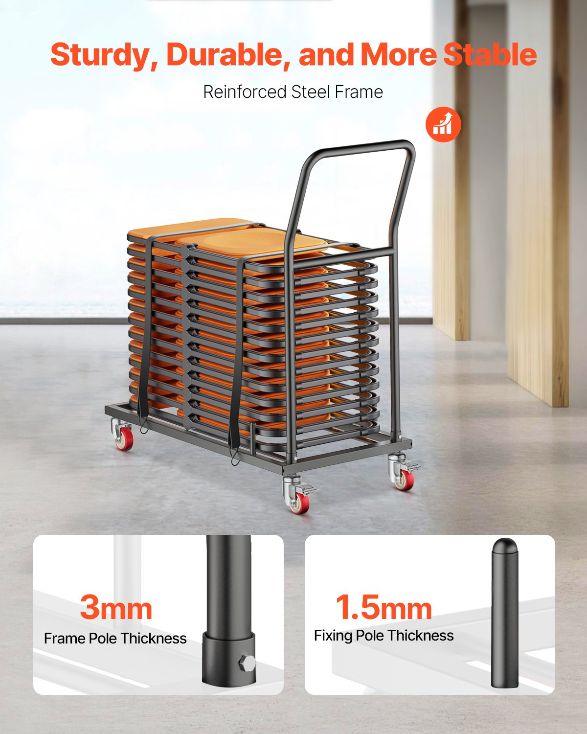 Estante plegable para sillas, capacidad de 136 kg (300 lb) | VEVOR