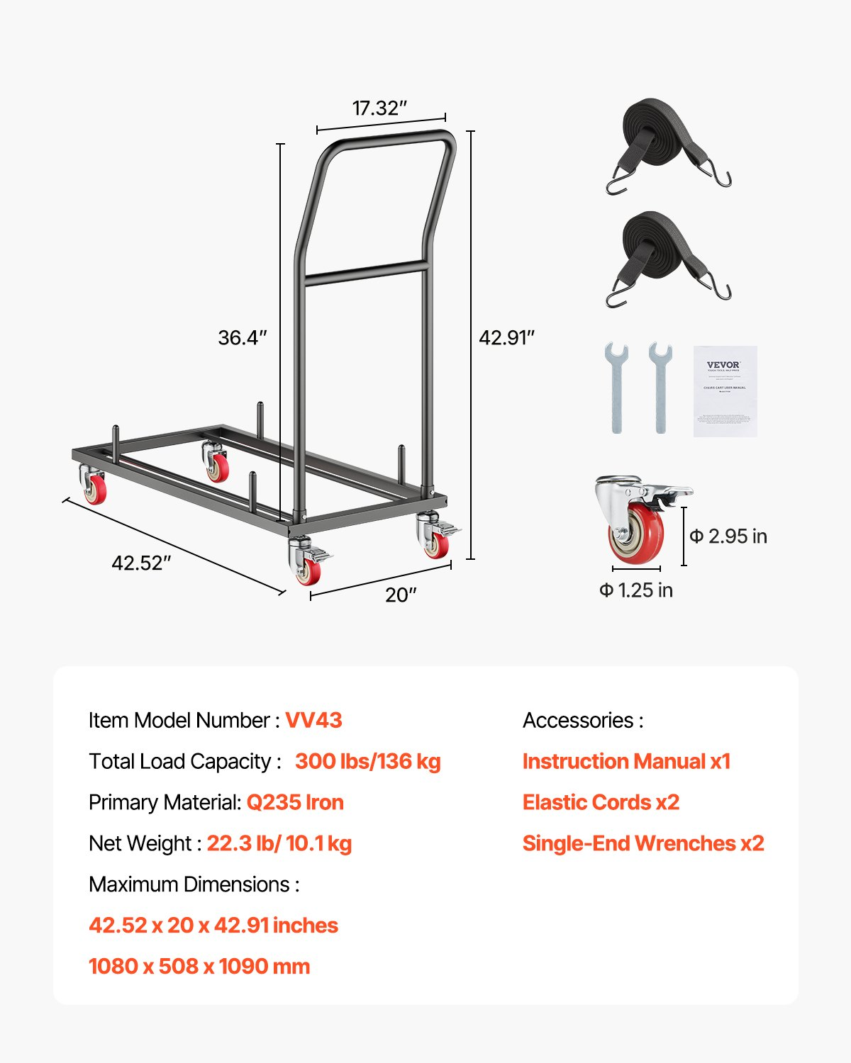 Estante plegable para sillas, capacidad de 136 kg (300 lb) | VEVOR