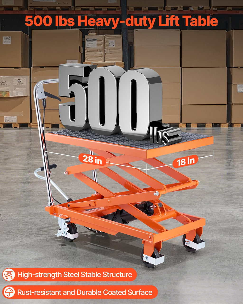 Mesa elevadora hidráulica, capacidad de 227 kg | VEVOR