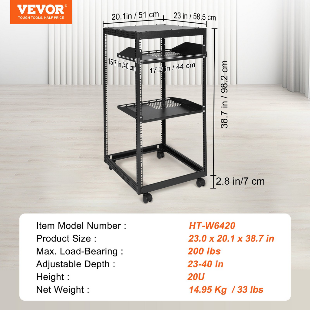 Rack para servidores 20U de estructura abierta | VEVOR