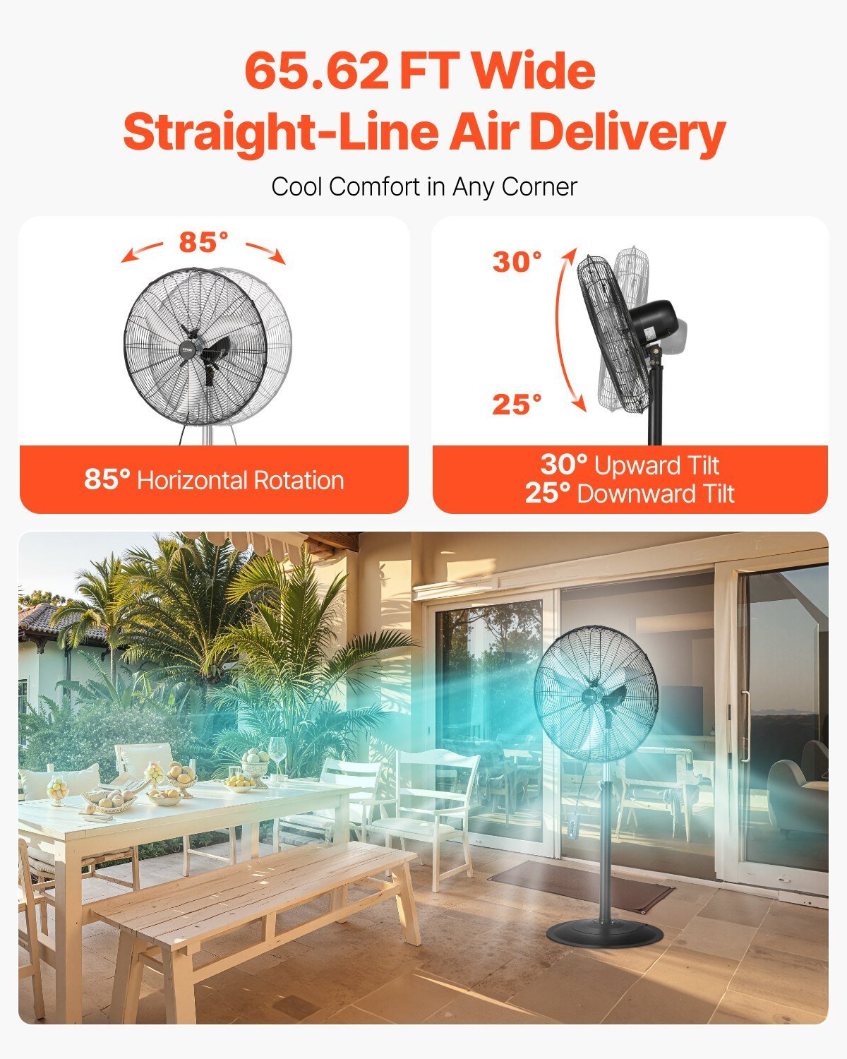 Ventilador de pedestal industrial, 24 pulgadas | VEVOR