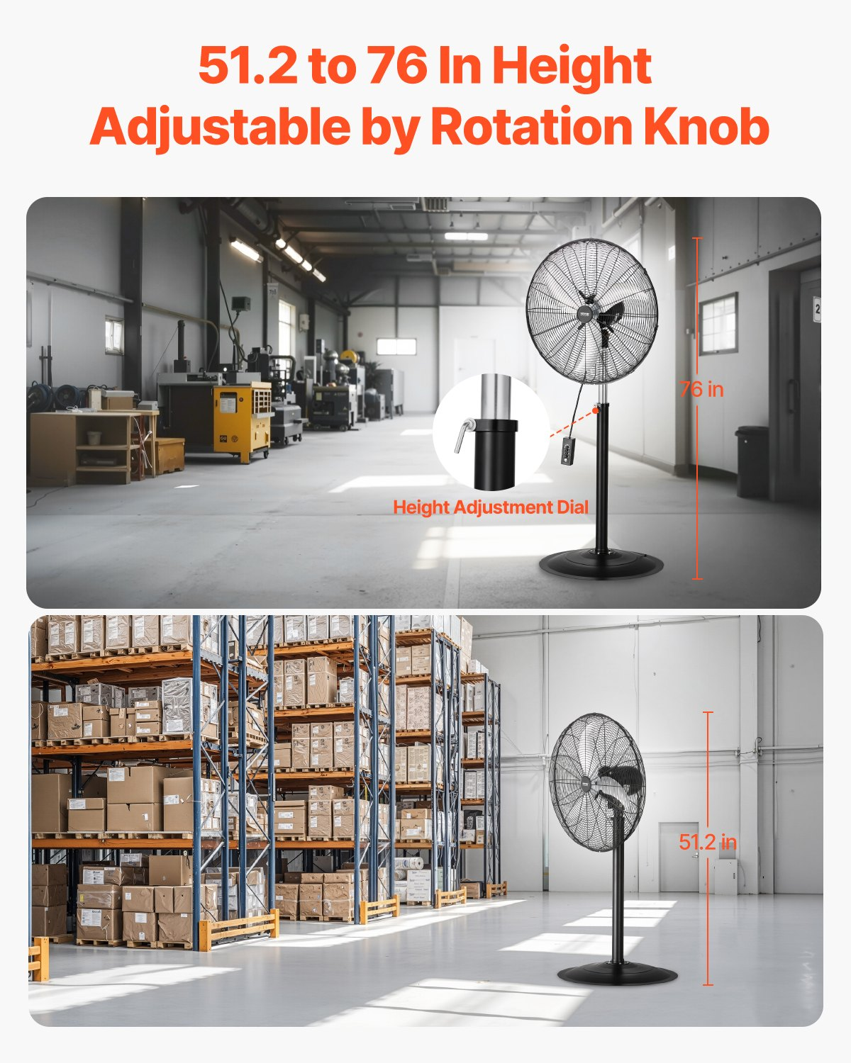 Ventilador de pedestal industrial, 24 pulgadas | VEVOR