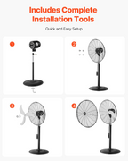 Ventilador de pedestal industrial, 24 pulgadas | VEVOR