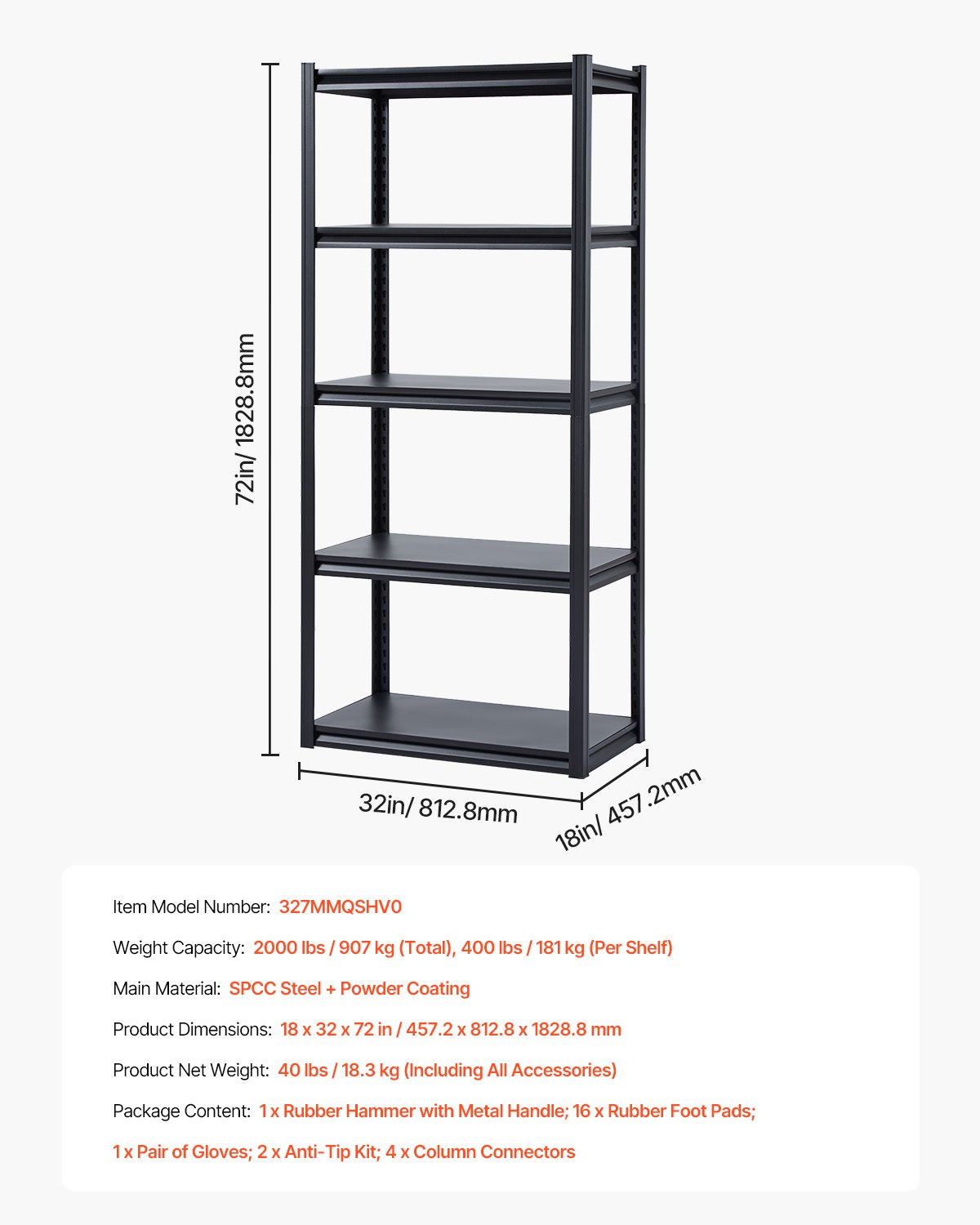 Miniatura del producto Estanterías de almacenamiento, 907 kg | VEVOR