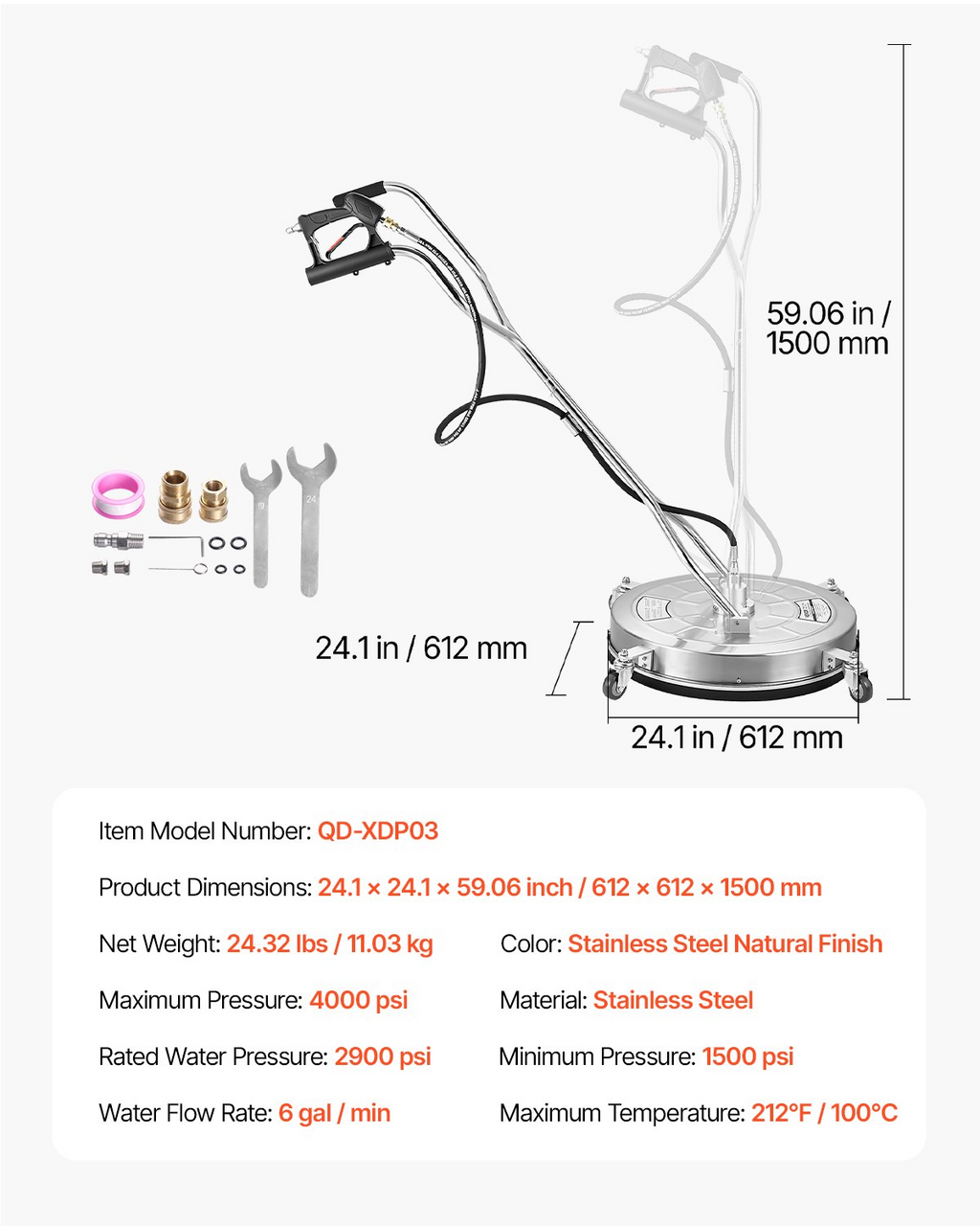 Limpiador de superficies para hidrolavadora de 24" | VEVOR