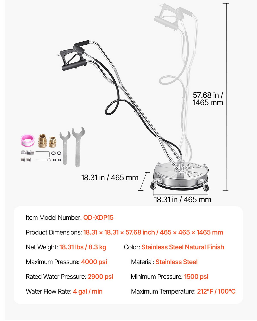 Limpiador de superficies para hidrolavadora de 18" | VEVOR