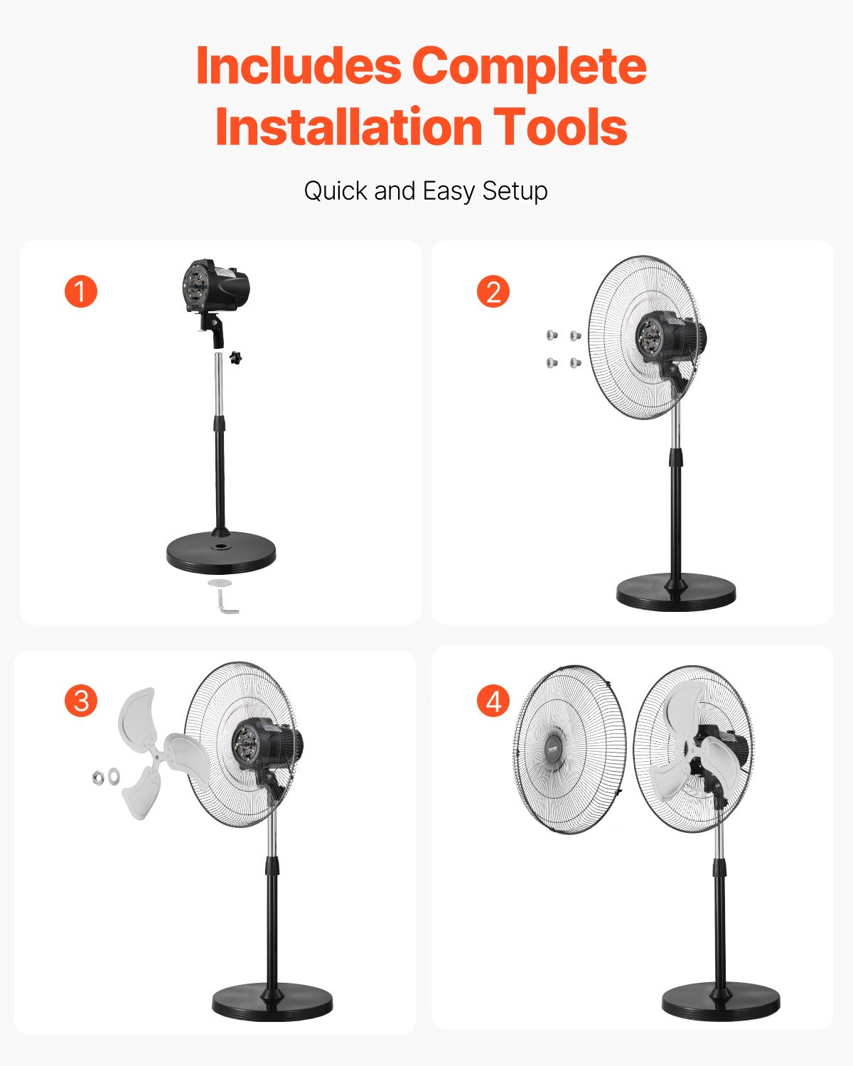 Ventilador de pedestal industrial, 20 pulgadas | VEVOR