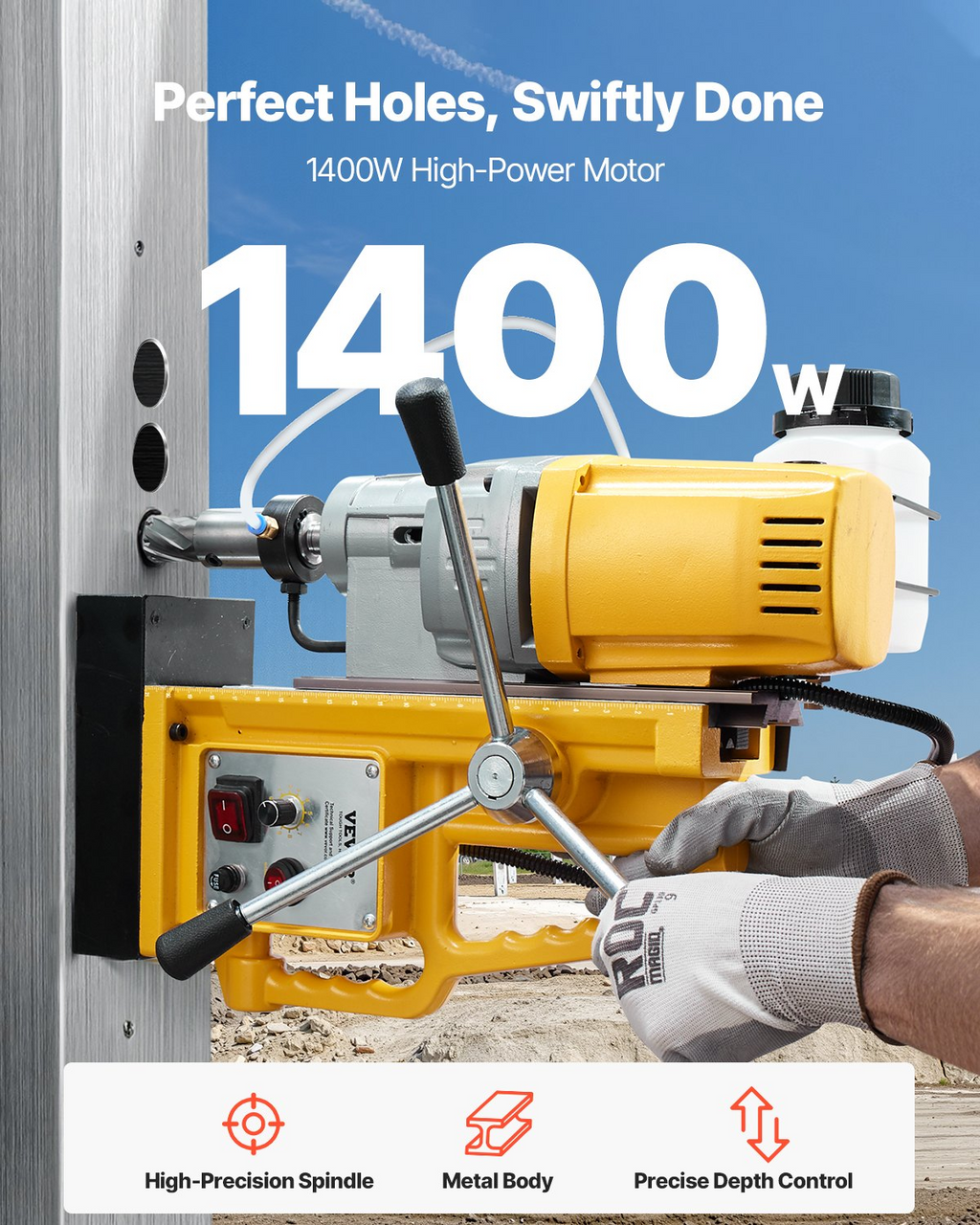Taladro magnético, motor de 1400 W, 2 pulgadas | VEVOR