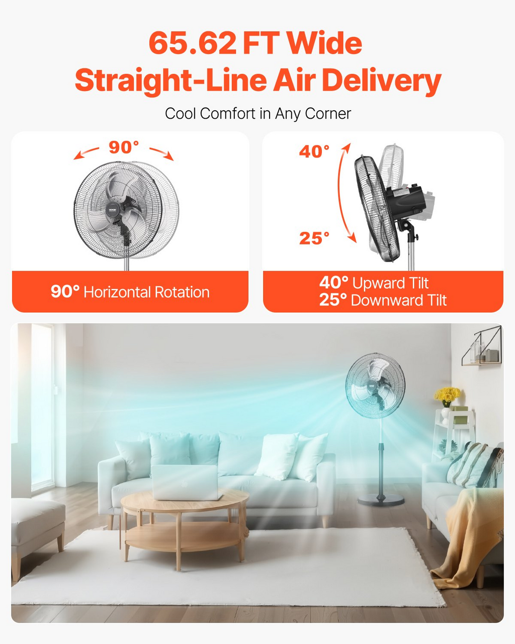 Ventilador de pedestal industrial, 18 pulgadas | VEVOR