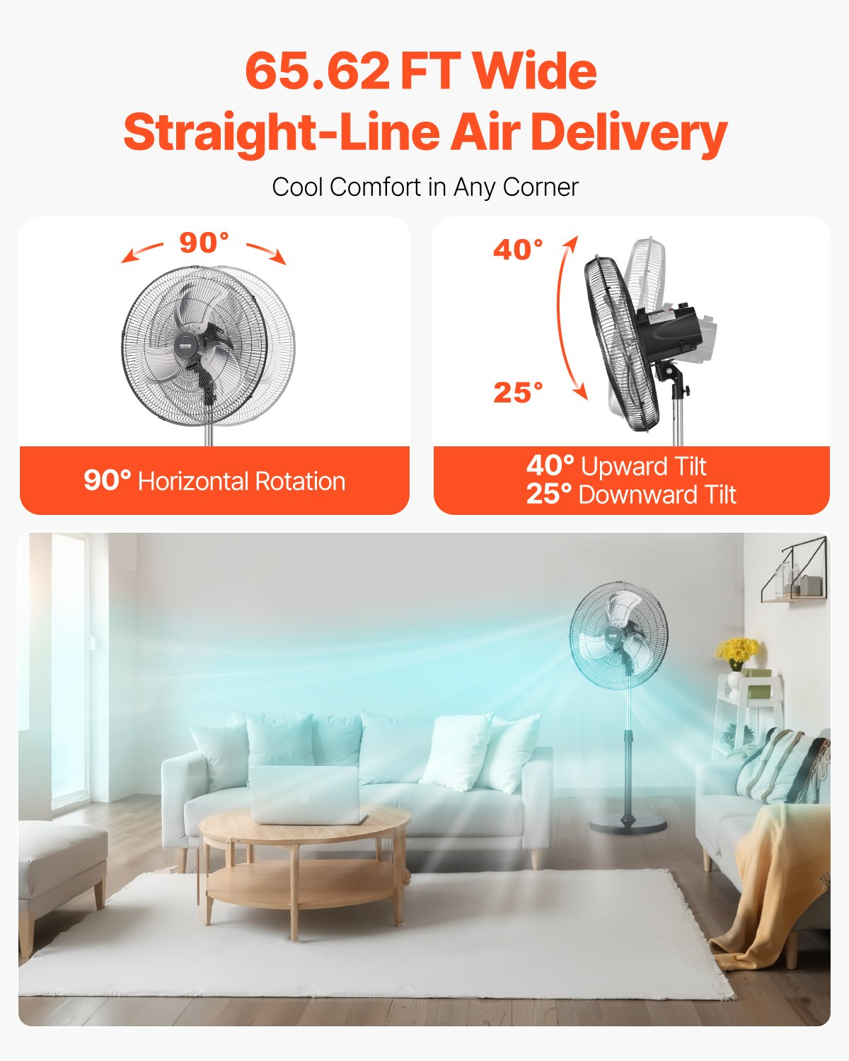 Ventilador de pedestal industrial, 18 pulgadas | VEVOR
